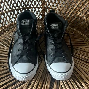Mens black leather converse size 11
